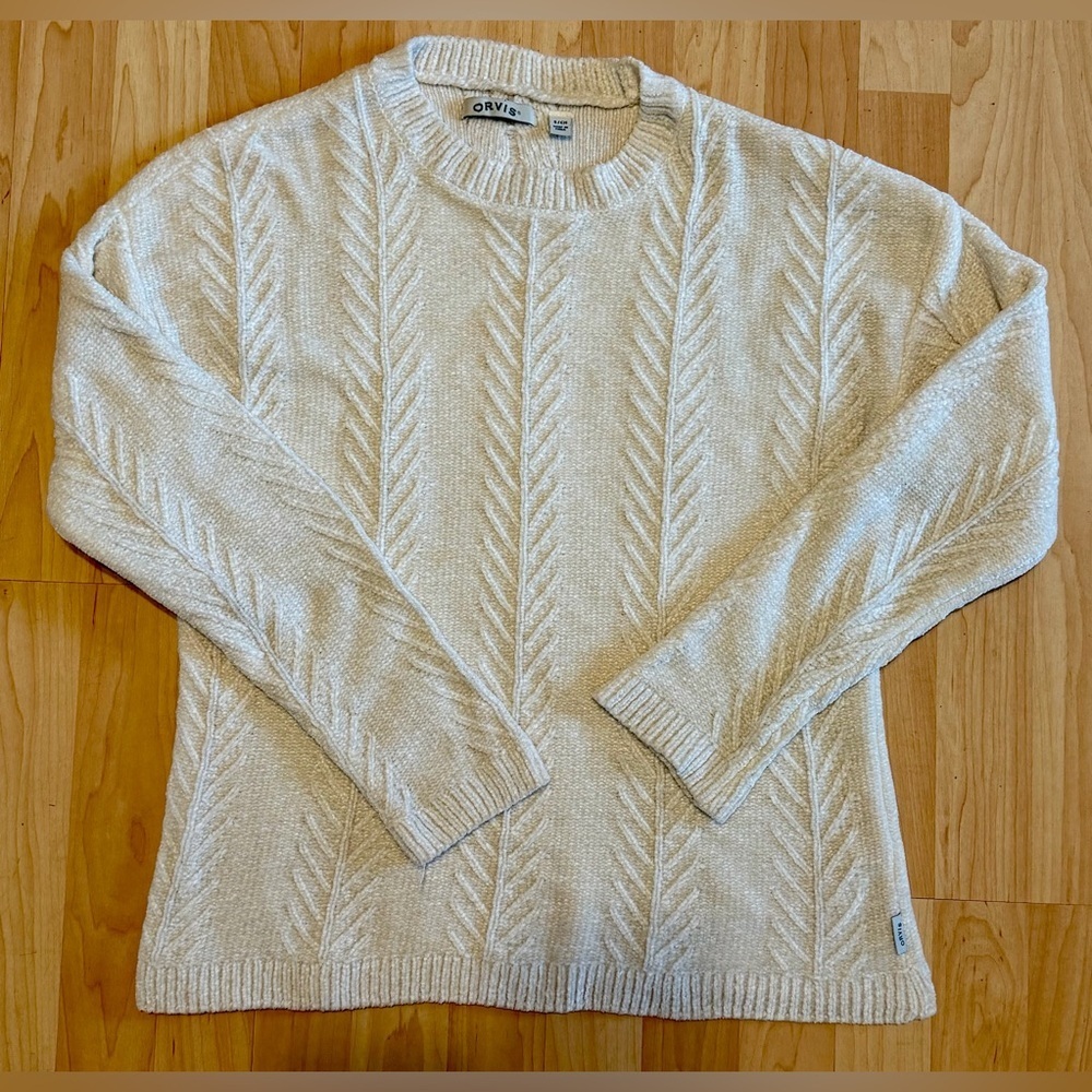 Orvis Women’s Soft Cream Textured Sweater- Size Small